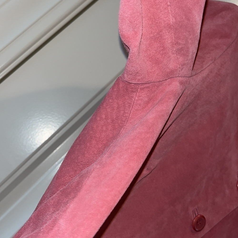 Leather Pendleton pink mauve button blazer jacket size S vintage cottagecore - Picture 10 of 13